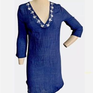 Kona Sol Swim Cover Up V-neck with Embroidery Size M.